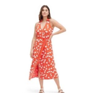 Diane Von Furstenberg Vibrant Orange Midi Dress